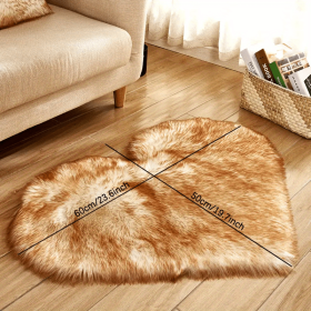 1pc Heart-Shaped Faux Sheepskin Area Rug - Soft and Plush Carpet for Home, Bedroom, Nursery, and Kid's Room - Perfect for Home Decor and Comfort (Size: 19.69*23.62inch, Color: White Yellow Tip)