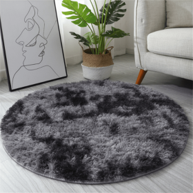 1pc, Non-Slip Plush Round Area Rug for Living Room and Kitchen - Soft and Durable Indoor Floor Mat for Home and Room Decor - 23.62 x 23.62 (Size: Diameter 23.62inch, Color: Tie-dye Dark Gray)