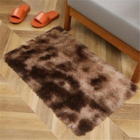 1pc, Tie-Dyed Plush Shag Furry Area Rug for Bedroom, Living Room, Nursery, and Kids Room (Size: 19.69*31.5inch, Color: Tie-dye Brown)