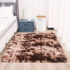 1pc, Tie-Dyed Plush Shag Furry Area Rug for Bedroom, Living Room, Nursery, and Kids Room (Size: 62.99*78.74inch, Color: Tie-dye Brown)