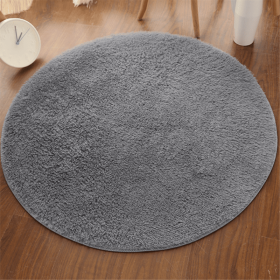 1pc, Non-Slip Silk Fur Plush Indoor Carpet Area Rug for Living Room and Kitchen - Soft and Durable Home Decor and Room Decor (Size: Diameter 23.62inch, Color: Grey)