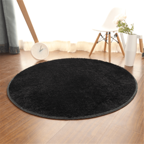 1pc, Non-Slip Silk Fur Plush Indoor Carpet Area Rug for Living Room and Kitchen - Soft and Durable Home Decor and Room Decor (Size: Diameter 23.62inch, Color: BLACK)