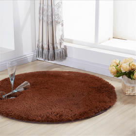 1pc, Non-Slip Silk Fur Plush Indoor Carpet Area Rug for Living Room and Kitchen - Soft and Durable Home Decor and Room Decor (Size: Diameter 23.62inch, Color: coffee)