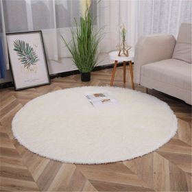 1pc, Non-Slip Silk Fur Plush Indoor Carpet Area Rug for Living Room and Kitchen - Soft and Durable Home Decor and Room Decor (Size: Diameter 23.62inch, Color: Beige White)