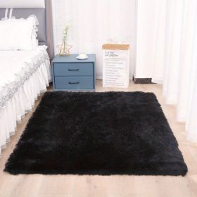 1pc, Soft Plush Area Rugs for Bedroom and Living Room - Fluffy and Fuzzy Shag Shaggy Carpet - Perfect for Kids, Girls, Boys (Size: 47.24*62.99inch, Color: BLACK)