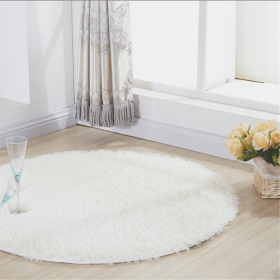 1pc, Non-Slip Silk Fur Plush Indoor Carpet Area Rug for Living Room and Kitchen - Soft and Durable Home Decor and Room Decor (Size: Diameter 23.62inch, Color: Pure White)