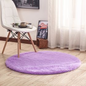 Round Rug for Bedroom, Fluffy Round Circle Rug for Kids Room (Size: 160x160cm, Color: purple)