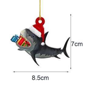 1pc, Christmas Shark Pendant - Wooden Home Decoration for Christmas Tree and Scene Atmosphere - Perfect Holiday and Room Decor (Items: A)