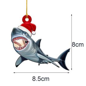 1pc, Christmas Shark Pendant - Wooden Home Decoration for Christmas Tree and Scene Atmosphere - Perfect Holiday and Room Decor (Items: C)