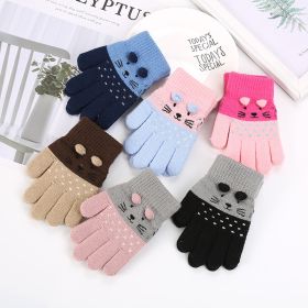 Girls Cute Cartoon Cat Gloves Winter Thick Knit Boys Kids Newborn Mittens Children Keep Finger Warm Gloves For Baby 3-7Years Old (Color: 6 Pairs)