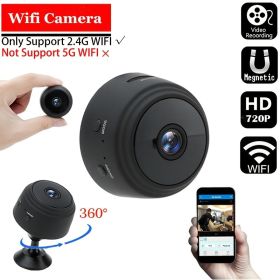 1pc A9 Mini Camera; HD 720P 2.4G Wifi IP Camera; Night Vision; Smart Home Security Wireless Mini Camcorder; Mobile Remote View Video Surveillance Came (Color: Black 64G SD Card)