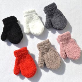 Warm Plush Thick Warm Baby Gloves Winter Plus Velvet Mittens Children Kid Coral Fleece Full Finger Gloves For 1-4Y Kids Gloves (Ships From: China, Color: 6 Pairs Random)