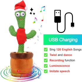 Bluetooth Dancing Cactus 60/120 Songs Speaker Talking Usb Chargeable Voice Repeat Plush Cactus Toy Dance Stuffed Toy Baby Girls (Ships From: China, Color: Charge Christmas)