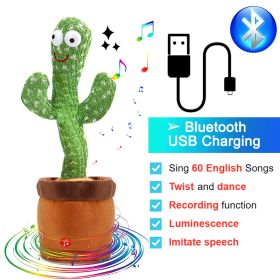 Bluetooth Dancing Cactus 60/120 Songs Speaker Talking Usb Chargeable Voice Repeat Plush Cactus Toy Dance Stuffed Toy Baby Girls (Ships From: China, Color: Bluetooth Cactus)