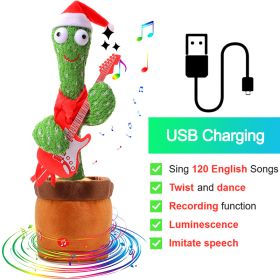 Bluetooth Dancing Cactus 60/120 Songs Speaker Talking Usb Chargeable Voice Repeat Plush Cactus Toy Dance Stuffed Toy Baby Girls (Ships From: China, Color: Charge Guitar)