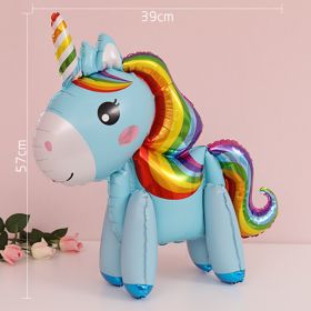 60cm 3D Unicorn Balloon Foil Inflatable Rainbow Birthday Balloons Wedding Baby Shower Kid Birthday Party Decorations Globos Gift (Ballon Size: As shown, Color: 3D Unicorn blue)