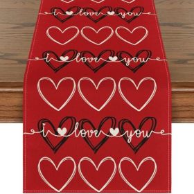 Table Decor Valentine's Day Table Runner Linen Printed Tablecloth (Size: 33x183 cm, Color: Style 5)