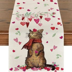 Table Decor Valentine's Day Table Runner Linen Printed Tablecloth (Size: 33x183 cm, Color: Style 4)