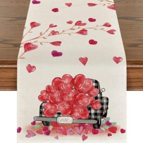 Table Decor Valentine's Day Table Runner Linen Printed Tablecloth (Size: 33x183 cm, Color: Style 3)