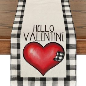 Table Decor Valentine's Day Table Runner Linen Printed Tablecloth (Size: 33x183 cm, Color: Style 2)