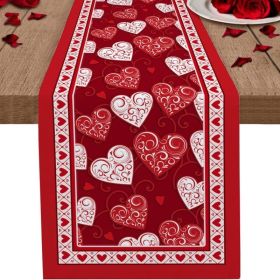 Table Decor Valentine's Day Table Runner Linen Printed Tablecloth (Size: 33x183 cm, Color: Style 1)