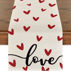 Anniversary Decor Valentine's Day Printed Tablecloth (Size: 33x183 cm, Color: Style 28)