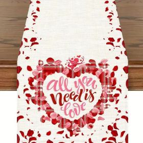 Anniversary Decor Valentine's Day Printed Tablecloth (Size: 33x183 cm, Color: Style 29)