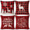 Christmas Pillow Covers, 4PCS Winter Holiday Decorations Xmas Rustic Throw Pillowcase