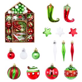 Christmas Tree Ornaments, 70 PC Shatterproof Plastic Christmas Ball Ornaments (Color: red green white2)