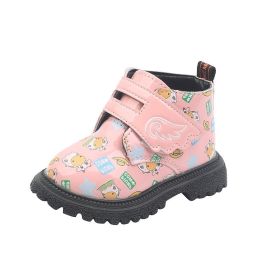 Childhood Cute Cartoon Print Pattern Children Short Boots Toddler Baby Autumn Winter Boots New Kawaii Boys Girls Sneaker E08172 (Size: 23, Color: pink)