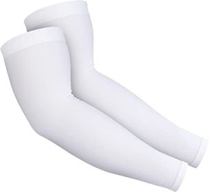 2Pcs UV Sun Protection Compression Arm Sleeves for Men Women,Cooling Sports Sleeve (Color: White)