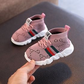 Baby Sneakers Infant Shoes Fashion Children's Flat Shoes Baby Kids Girls Shoes Stretch Breathable Mesh Sports Running Shoes (Size: 22 (Insole 13CM), Color: pink)