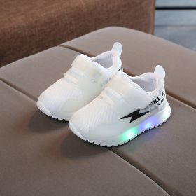 Size 21-30 Children LED Sneakers for Boys Glowing Shoes for Baby Girls Toddler Shoes with Light Up Sole Luminous Sneakers Tenis (Size: 21(insole 13cm), Color: White)