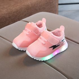 Size 21-30 Children LED Sneakers for Boys Glowing Shoes for Baby Girls Toddler Shoes with Light Up Sole Luminous Sneakers Tenis (Size: 25(insole 15cm), Color: pink)