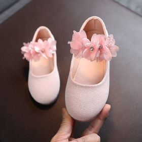 Spring Autumn Children Girls Princess Fashion Flower PU Leather Shoes For Baby (Size: 27(insole 15.5cm), Color: pink)