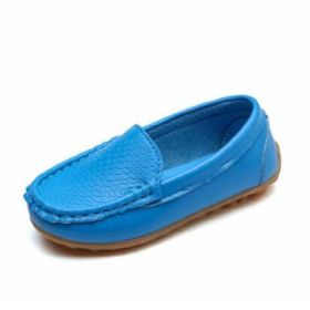 Spring Autumn Children Boy Girl Flat Casual PU Leather Shoes For Baby Kids (Size: 34(insole 21.2cm), Color: blue)