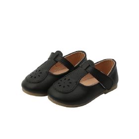 Spring Kids Baby Girls PU Leather Princess Shoes (Size: 26(insole 15.9cm), Color: BLACK)