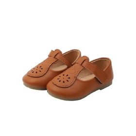 Spring Kids Baby Girls PU Leather Princess Shoes (Size: 29(inosle 17.9cm), Color: Auburn)