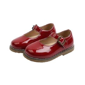 Spring Autumn Kids Girls Brief Bright PU Leather Shoes Princess Baby Shoes (Size: 25(insole 15.3cm), Color: Red)