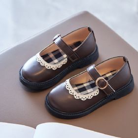 Spring Leather Princess Shoes Baby Children Shoes For Girls (Size: 25(insole 15.5cm), Color: Brown)