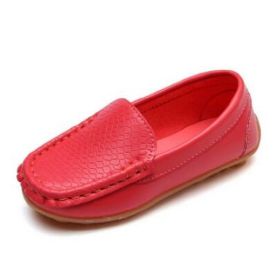 Spring Autumn Children Boy Girl Flat Casual PU Leather Shoes For Baby Kids (Size: 29(insole 18.2cm), Color: Red)