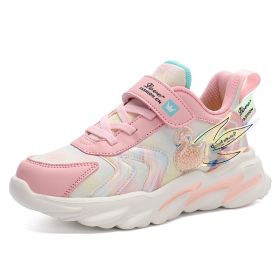 Kids Sneakers Lightweight Girls Running Sport Shoes For Girls Leather Tenis Casual Walking Shoes 3D Decoration Sports Shoes (Size: 26, Color: pink)