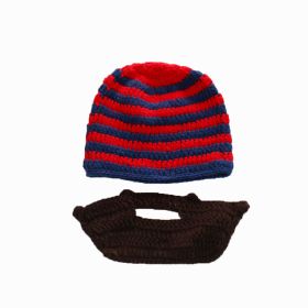 Striped Funny Knit Hats Unisex 2 Pieces Hats (Color: Red)