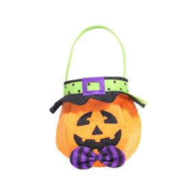 Halloween Pumpkin Bucket Handheld Bag Candy Gift Box (Color: yellow)