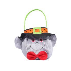 Halloween Pumpkin Bucket Handheld Bag Candy Gift Box (Color: Grey)