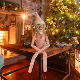 Snoop On A Stoop Christmas Elf Doll Spy On A Bent Christmas Elf Doll (Color: Sky Blue)