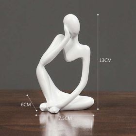 Thinker Resin Statue Nordic Abstract Figurine Crafts Home Decor Modern (Color: light green)