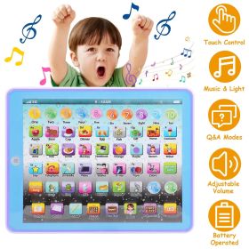 Kid Baby Toddler Tablet Toy Educational Learning Study Tablet Pad Gift for Aged 2 3 4 5 6 7 Girls Boys (Color: blue)