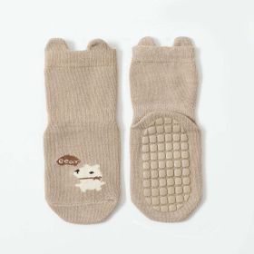 Baby Cartoon Animal Graphic Non-Slip Design Cute Socks (Color: Khaki, Size/Age: S (1-3Y))