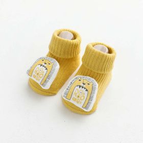 Baby Cartoon 3D Doll Patched Pattern Non-Slip Floor Socks (Color: yellow, Size/Age: XS (0-6M))